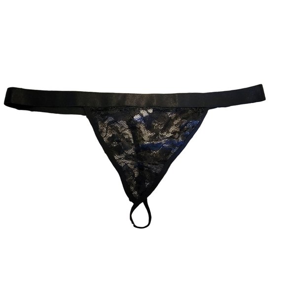 Adore Me 1X Black Sheer Lace Thong Panty - New Without Tags - # 1028 - Picture 1 of 3